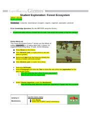 comBio 2 Forest Ecosystem Worksheet - Student Exploration. . Forest ecosystem gizmo answer key